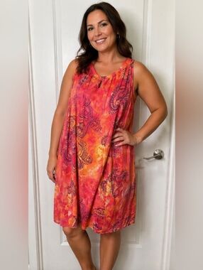 Catherines Coral & Yellow Paisley Sundress